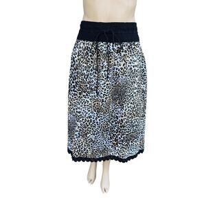 DM Donna Moore 2X Animal Print Crochet Midi Skirt NWT Bohemian